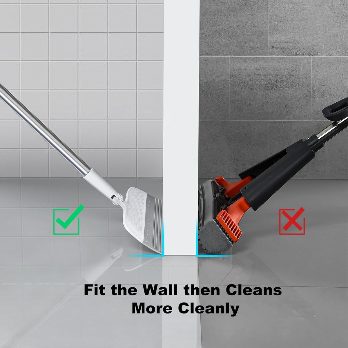Rubber Squeegee Broom for Floor, 51.77'' Long Handle Multifunction Scraping Silicone Floor Sweeper, Pet Hair Remover Magic Broom for Carpets, Windows, Mirrors, Rugs, Hardwood, Tile Cleaning