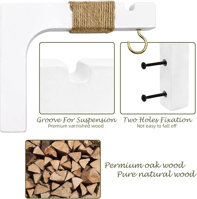 2 Pack Plant Hanger Hooks for Indoor Hanging Plants, Hanging Planters for Indoor Plants Farmhouse Wooden Hanging Basket Wall Hooks for Outdoor Flower Pots Lanterns Wind Chime Lights Garden Decoration