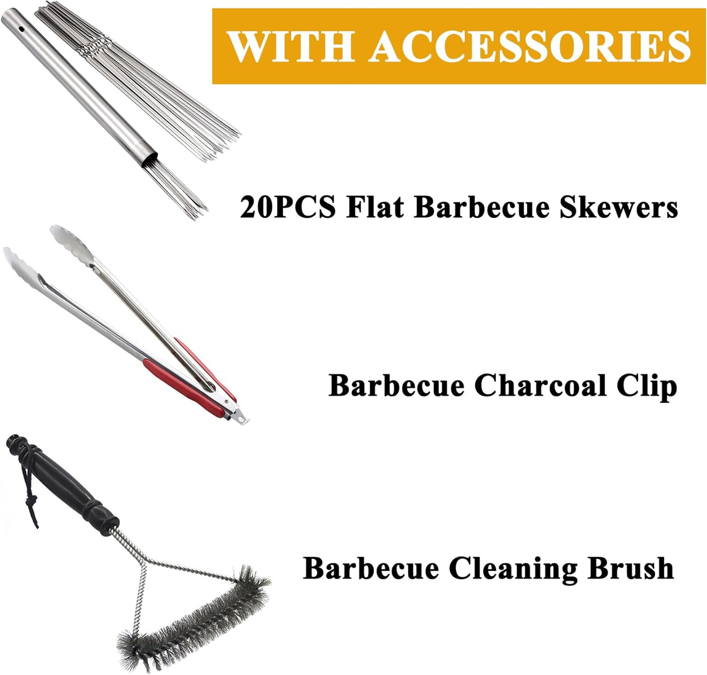 Charcoal Grills Commercial Quality Portable Multiple Size Hibachi BBQ Lamb Skewer Folded Camping Barbecue Grill(31.6x7.1x5.1 inch With Accessories)