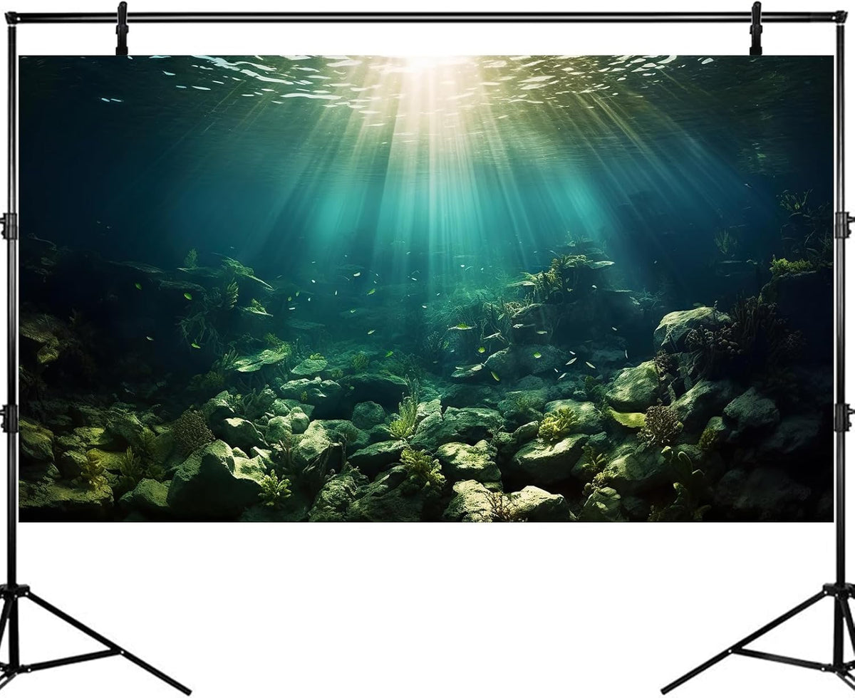 Deep Ocean Aquarium Background Under The Sea Fish Tank Background Underwater World Terrarium Backgrounds Ocean Floor Rock Aquatic Plants Aquarium Backdrop for Fish Tank Backgrounds Decors 30x18in