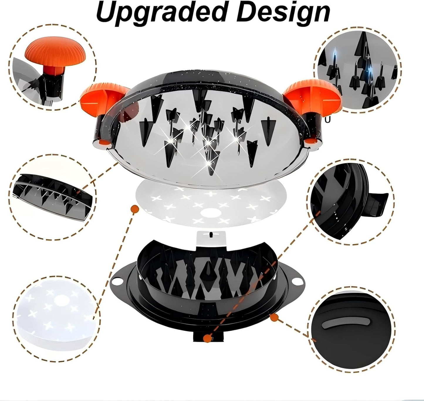 Chicken Shredder Meat Shredder Tool Twist Chicken Breast Shredder Large-Shredding Tools Chicken Breast, Pulled Pork, Beef with Stainless Steel Spikes (Orange & Black)