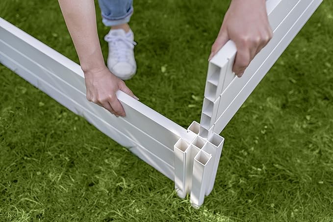 Vita Classic 4 Foot x 4 Foot x 11 inch White Vinyl Raised Modular Garden Bed, White, PVC, BPA and Pthalate Free, VT17108