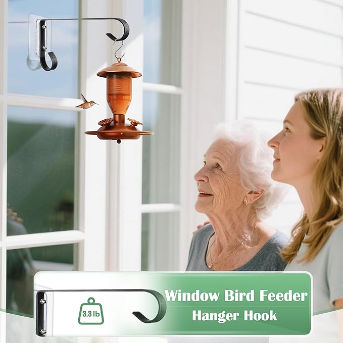 Bird Feeder Hanger Window Mount: Metal Hanging Bird Feeder 8Inch - Geometric Window Hummingbird Feeder - for Outside Decorative - 4pcs