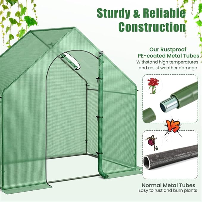 71x40x66 Walk-in Mini Greenhouse Kit for Outdoors with Durable Greenhouse Plastic Cover, 4-Tier Small Green Houses for Outside Gardening & Plant Protection, Portable Indoor Green House