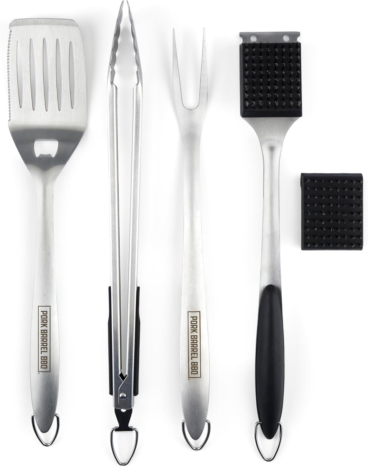 Pork Barrel BBQ Tool Set Grill Kit - Premium Stainless Steel BBQ Grill Accessories, Grilling Tools & BBQ Accessories for Outdoor Grill - Perfect BBQ Tools and Grilling Gifts for Men