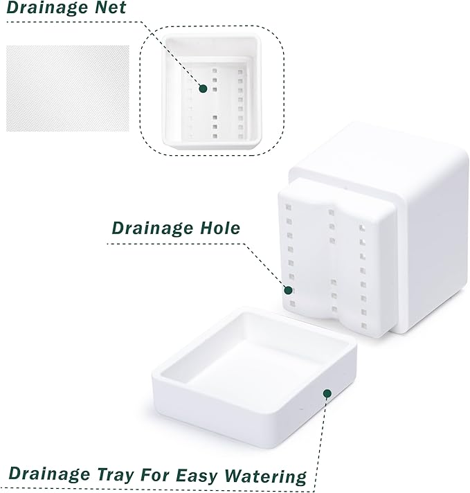 4 Inch Herb Planter Pot, Plastic Planter with Drainage Holes and Saucer, Modern Decorative Gardening Pot for Indoor Plants, Flowers, Herbs, Succulents, White, Set of 4, 76-Y-A-4