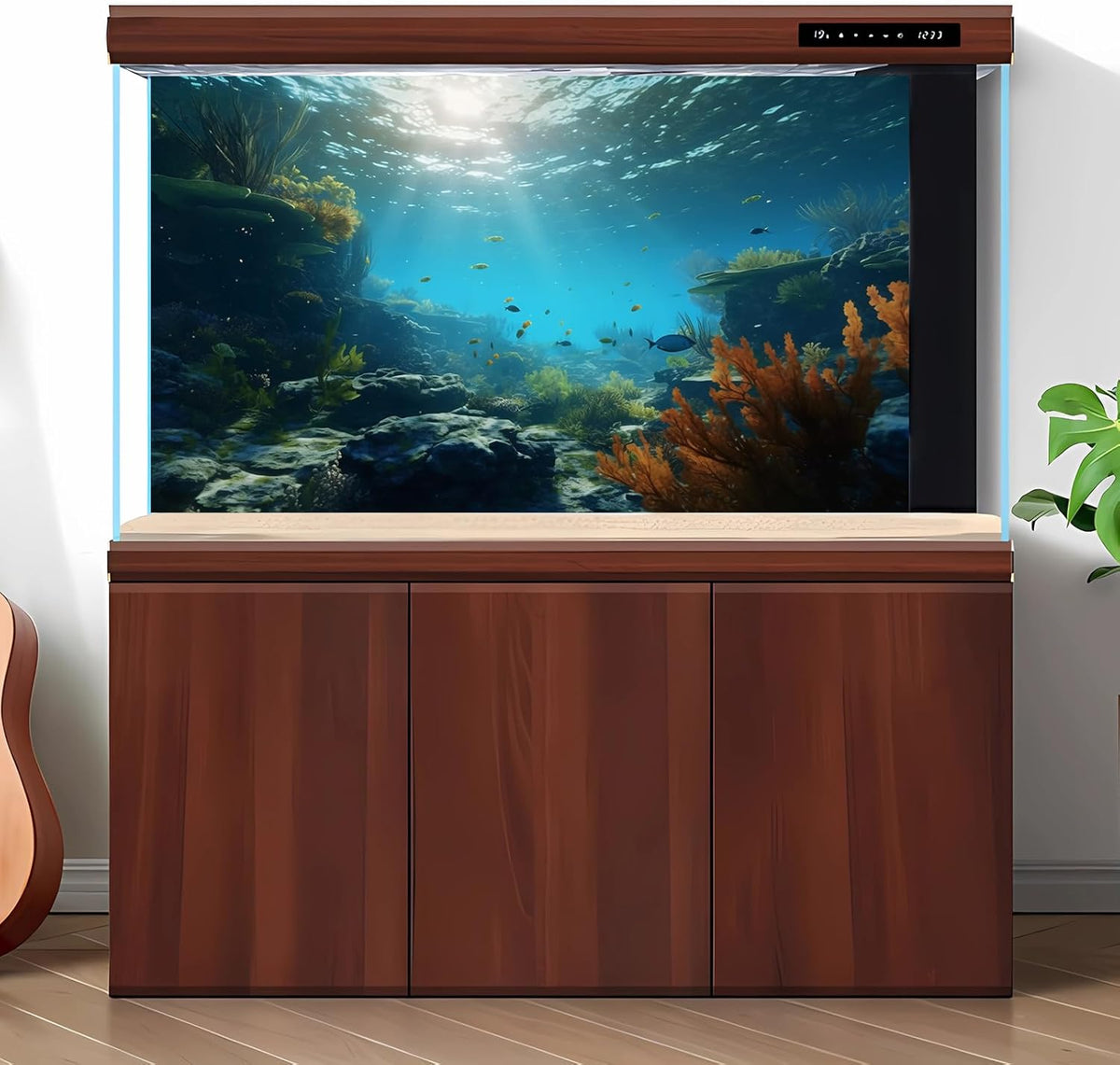 Ocean Floor Fish Tank Background Underwater Rock Aquarium Background Under The Sea Terrarium Backgrounds Aquatic Plants Sunlight Fish Tank Backgrounds Tropical Fish Aquarium Wallpaper 72x16in