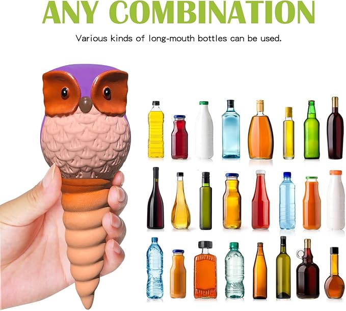 Hunthawk Plant Watering Stakes Owl, Self Watering Spikes Automatic Terracotta Spiral Devices with Irrigation Watering System for Outdoor Indoor Plants 6 Pcs