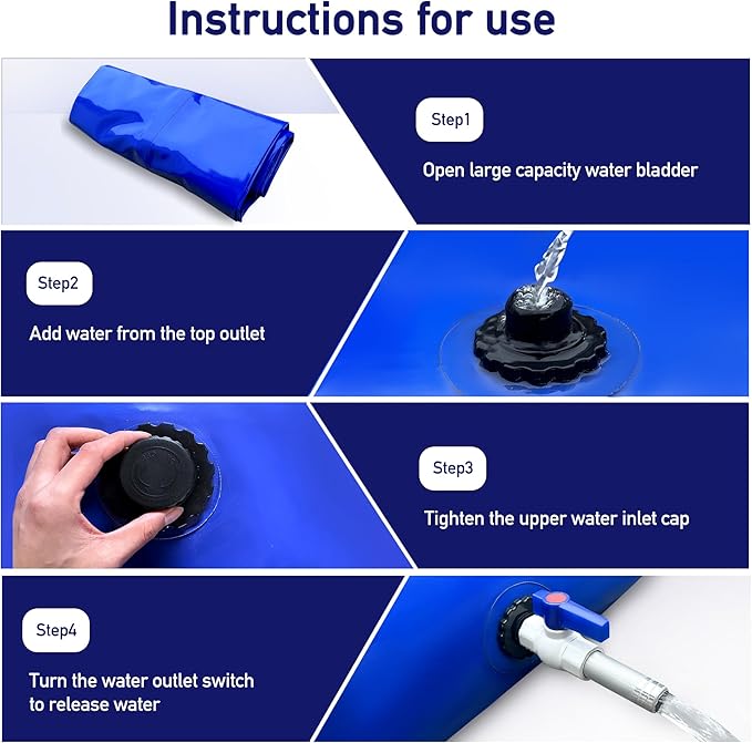 50Gal Portable Water Storage Bladder, Foldable Large Capacity Container Water Tank, Agricultural Irrigation, Camping, Firefighting, Outdoor Household Water