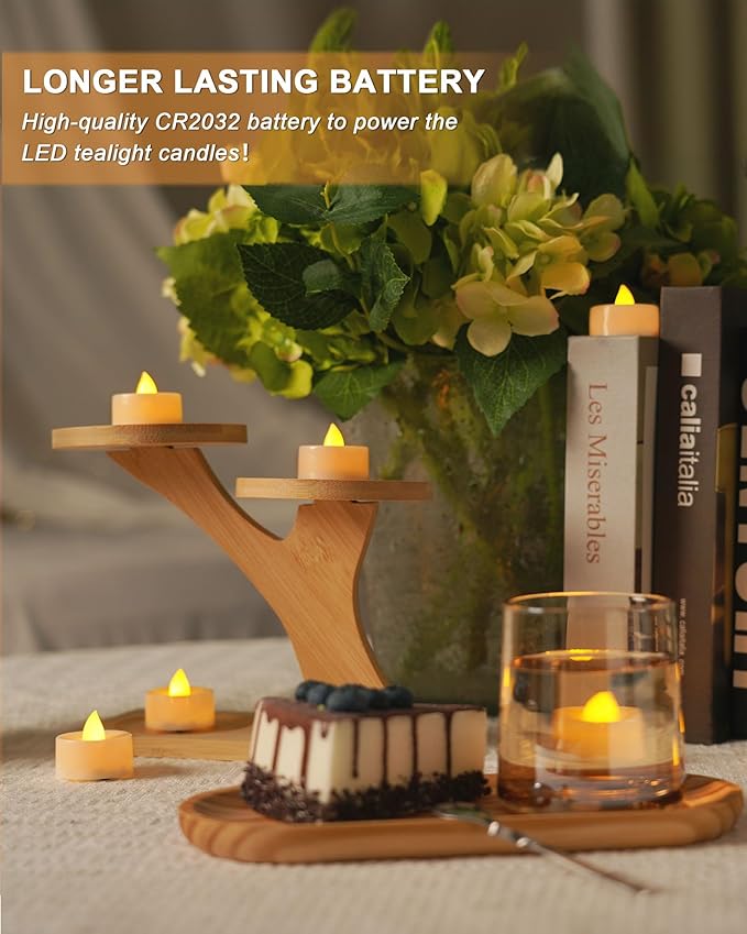 BEICHI Flameless Candles, 24Pack Battery Operated Candles, LED Tea Lights Candles Battery Operated, Flickering Fake Candles for Wedding Halloween Christmas Diwali- Warm Yellow
