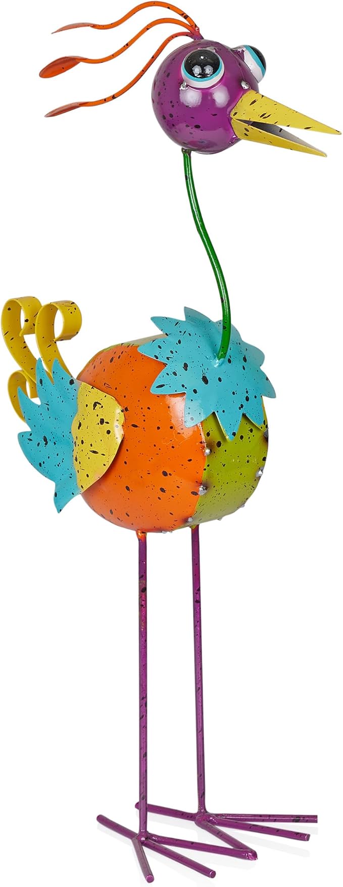 Alpine Corporation LAZ328HH Quirky Metal Rainbow Bird Decor, Animal Statue for Patio, Lawn & Garden, 21" H, Multicolor