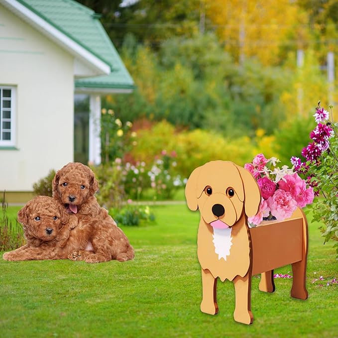 Cavoodle Dog Planter Plant Pots,Cute Garden Dog Flower Planter,Dog Planters Birthday Gifts for Women,Office,Indoor/Outdoor Decor（9.45 * 6.73 * 13.39in）