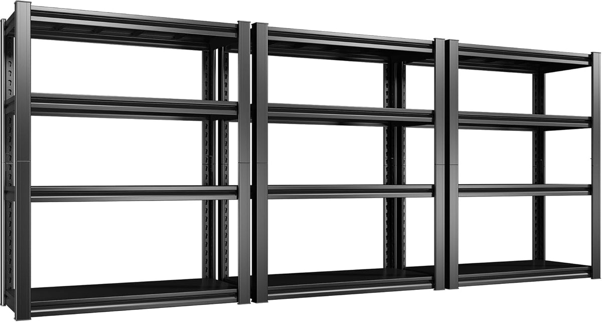Raybee 40" W Garage Shelving Heavy Duty Storage Shelves 56.9" H Metal Shelving Heavy Duty Load 1600LBS Adjustable Metal Shelves for Storage for Pantry Kitchen 40" W x 19.1" D x 56.9" H 3 Pack