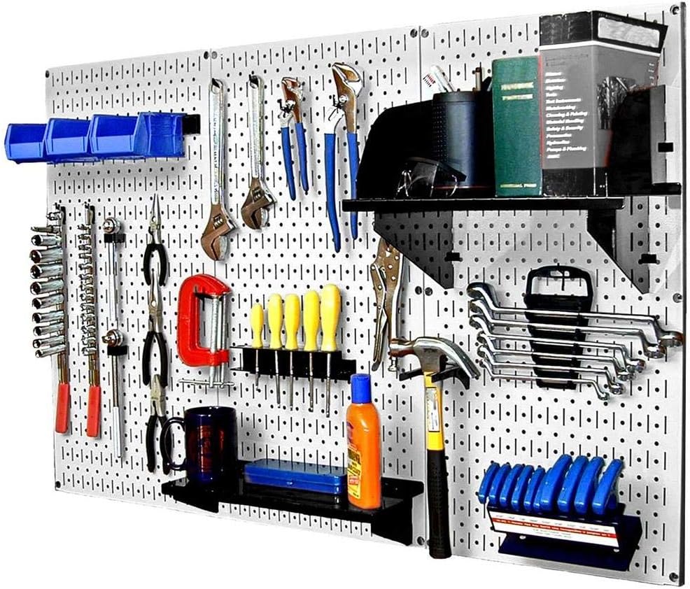 Wall Control 30-WRK-400WB Standard Workbench Metal Pegboard Tool Organizer,White/Black