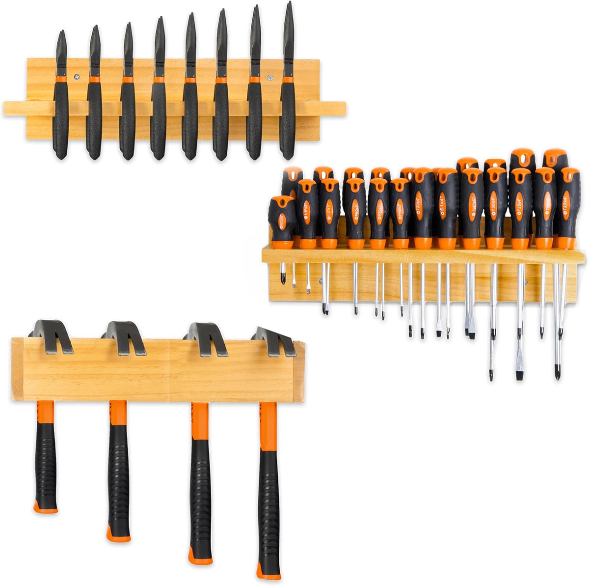 Screwdriver Organizer, Hammer Holder and Pliers Rack - Wall Mount Workshop Hand Tool Organizers and Storage