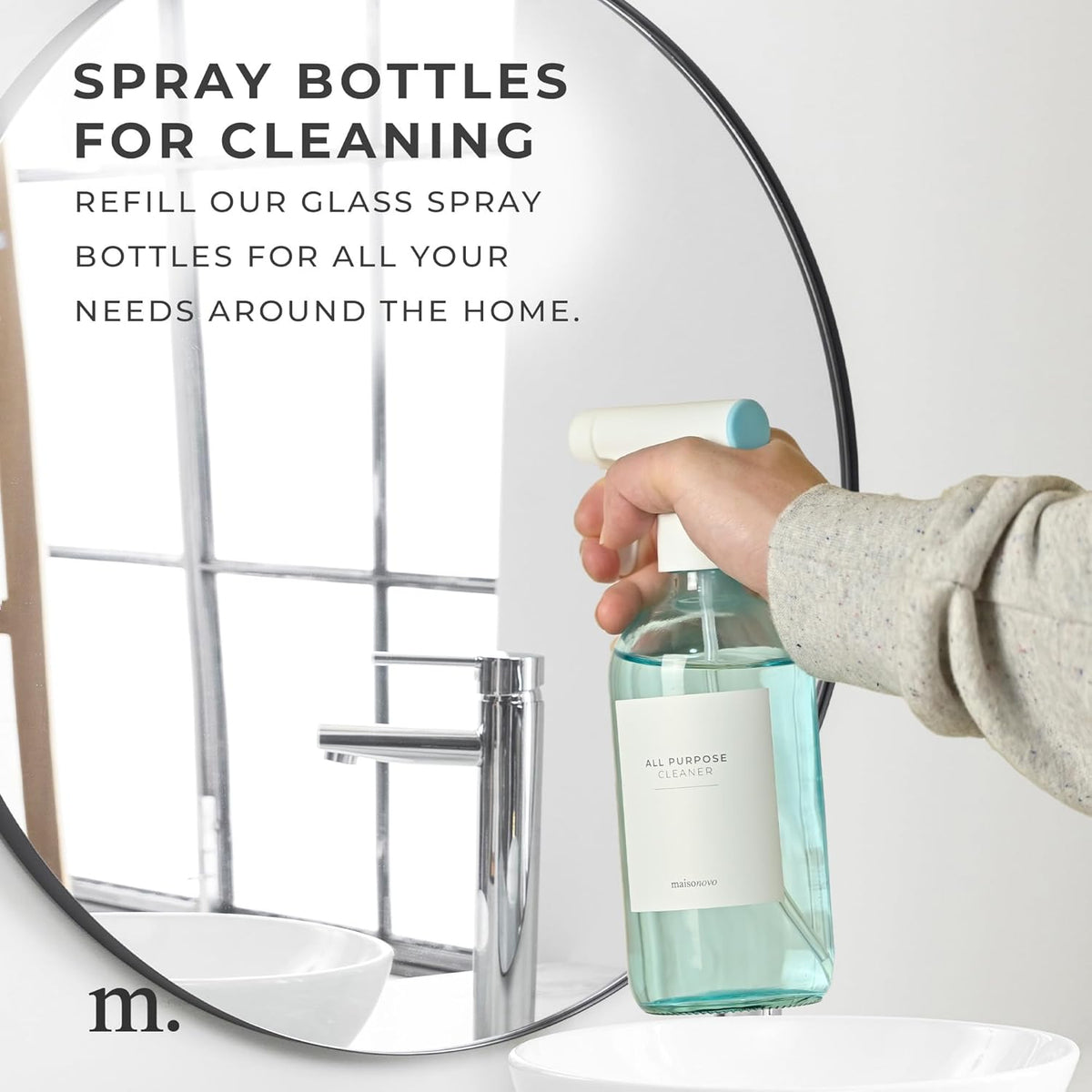 MaisoNovo Spray Bottle for Plants - 16.9 fl oz Blue x 2 with 16 Labels