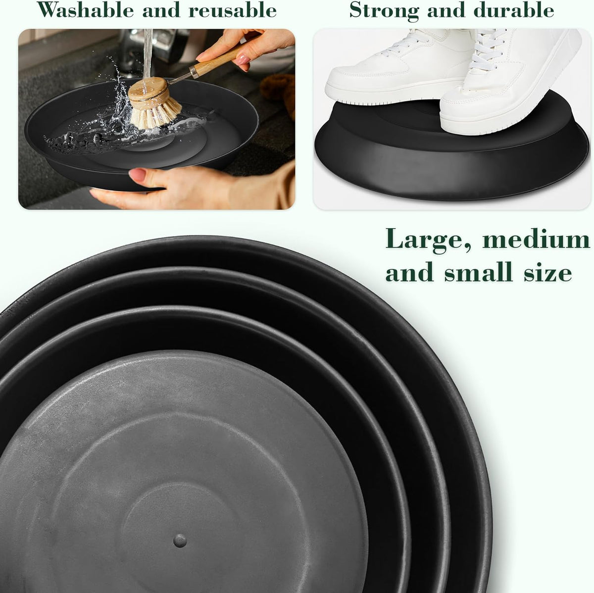 U0U 3 Size Round Stepping Stone Mold,10" 11.4" 12.6" Cement Molds for Concrete,Plastic Concrete Molds for Casting Garden Pathmate Pavement Precast and Forms Walkway
