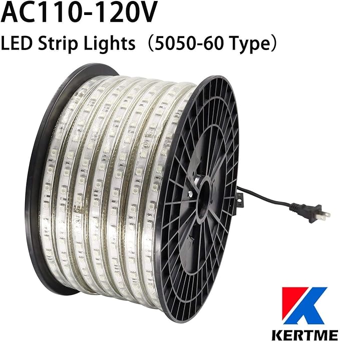 5050-60 Type AC 110-120V LED Strip Lights, Flexible/Waterproof/Dimmable/Multi-Modes LED Rope Light + 23 Keys Remote for Home/Garden/Building Decoration (16.4ft/5m, Warm White 3500K)