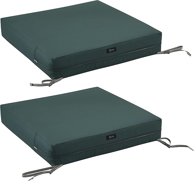Classic Accessories Ravenna Water-Resistant 21 x 19 x 5 Inch Patio Seat Cushion, Mallard Green, Patio Loveseat Cushion
