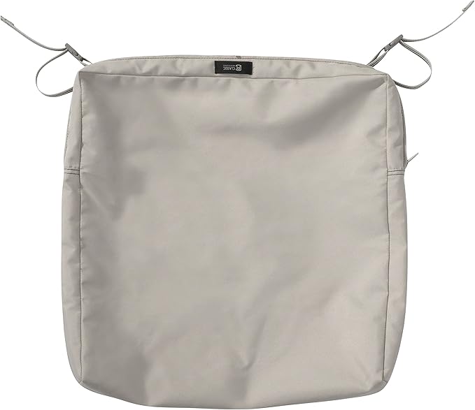 Classic Accessories Ravenna Water-Resistant 19 x 19 x 3 Inch Patio Seat Cushion, Mushroom, Chair Seat Cushion