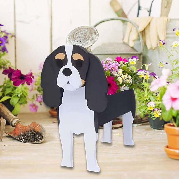 Cavalier King Charles Spaniel Dog Planter Plant Pots,Cute Garden Dog Flower Planter,Large Dog Planters Birthday Gifts for Women,Office,Indoor/Outdoor Decor(9.84 * 10.24 * 16in)