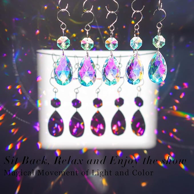 20Pcs Chandelier Crystals,38mm Colorful Teardrop Crystal Chandelier Pendants Parts Beads,Hanging Crystals for Chandeliers