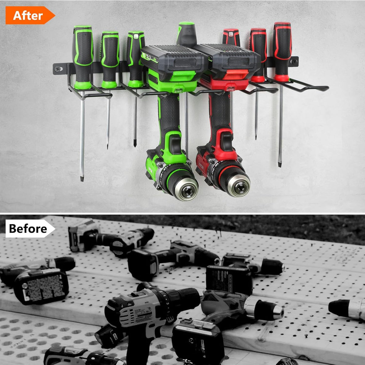 Power Tool Organizer, Cordless Drill Holder Wall Mount, Garage Tool Storage Rack, Heavy Duty Tool Rack for Garage and Workshop, Quick Installation in Minutes, 1 Pack