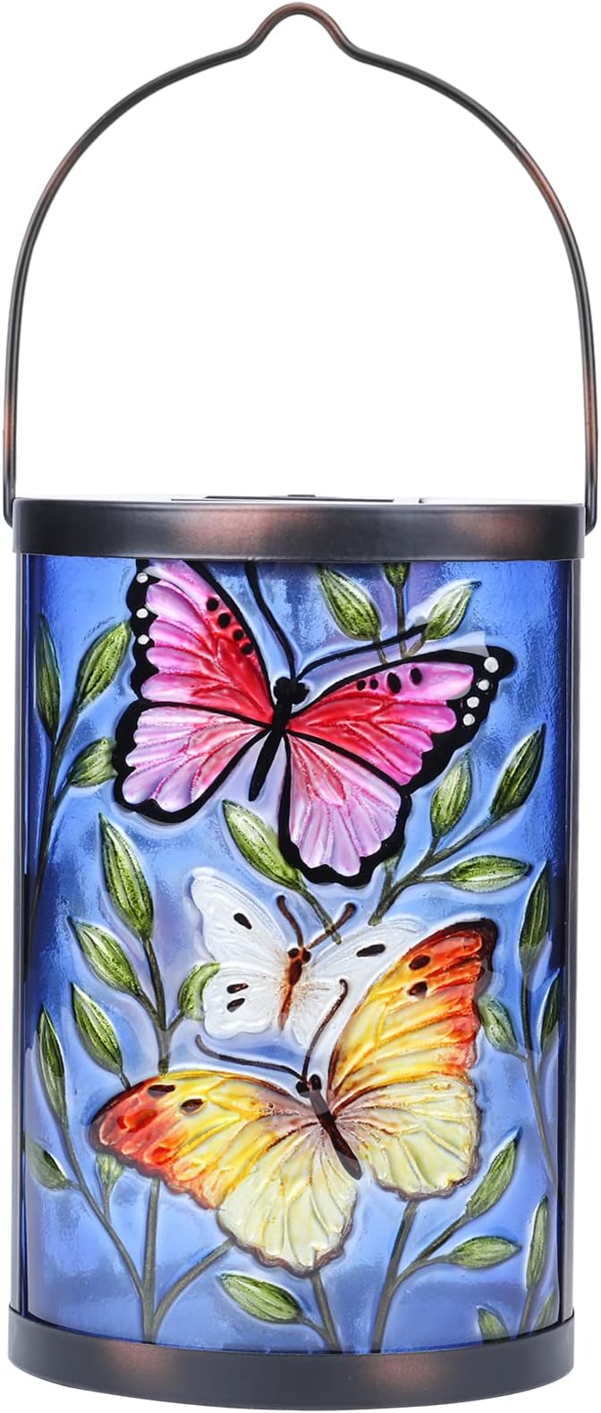 Hanging Solar Lantern Outdoor Waterproof LED Butterfly Solar Lights Decorative Solar Garden Lanterns Tabletop Lamp for Outdoor Patio Yard Decor
