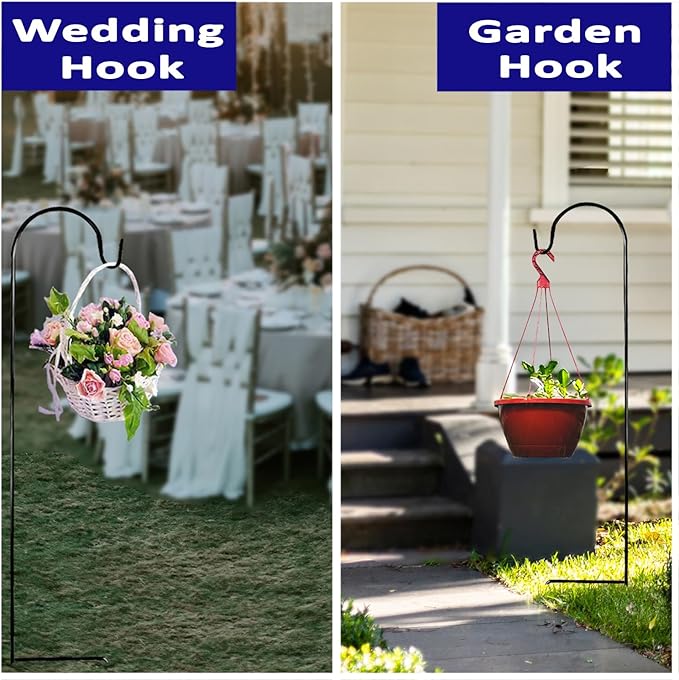 Ashman Shepherd's Hooks 35 Inch (20 Per Pack), Black, Made of Premium Metal for Hanging Solar Lights, Bird Feeders, Mason Jars, Christmas Lights, Lanterns, Garden Stakes and Wedding Décor.