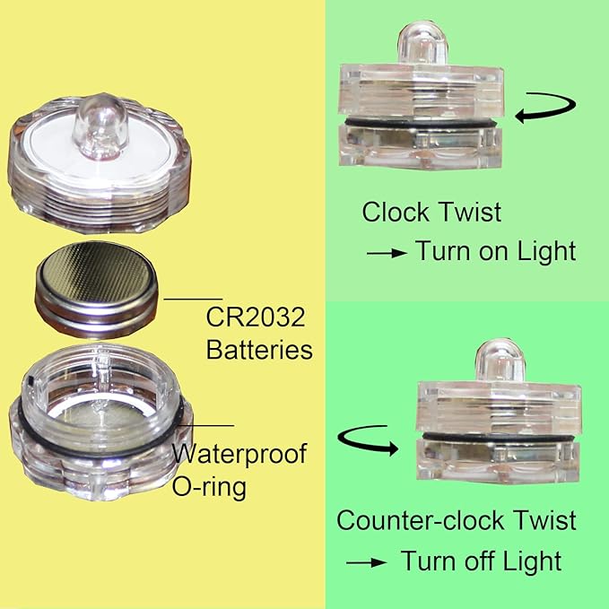 Bright LED Floral Tea Light Vase Submersible Lights for Party Wedding (Purple, 20 Pack)