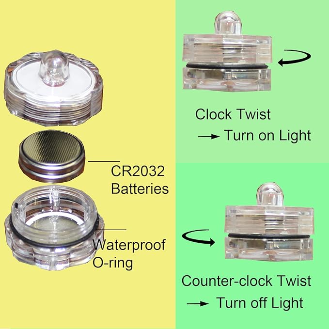 Bright LED Floral Tea Light Submersible Lights for Party Wedding (White, 20 Pack)