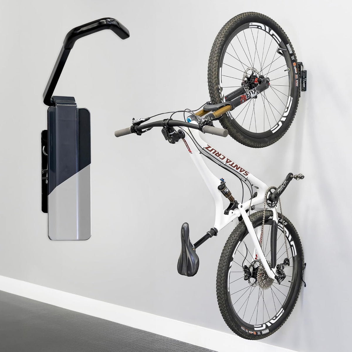 StoreYourBoard Bike Swivel Rack – Wall Mounted Garage Bike Storage, Vertical Hanger with 120° Swing Design & Stopper, Space-Saving Indoor Wall Mount – Fits Kids Bikes, BMX & More