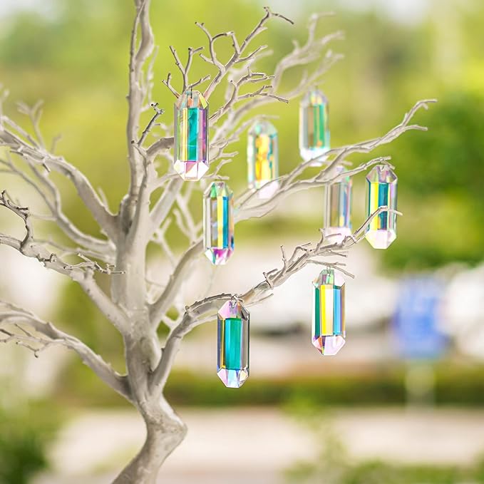 6 Pack 3'' Crystal Sun Catchers, AB Color Hanging Ornaments for Windows Sticks Prism Suncatchers for Garden Home Decor Office Living Room Windows Crystal Rainbow Maker