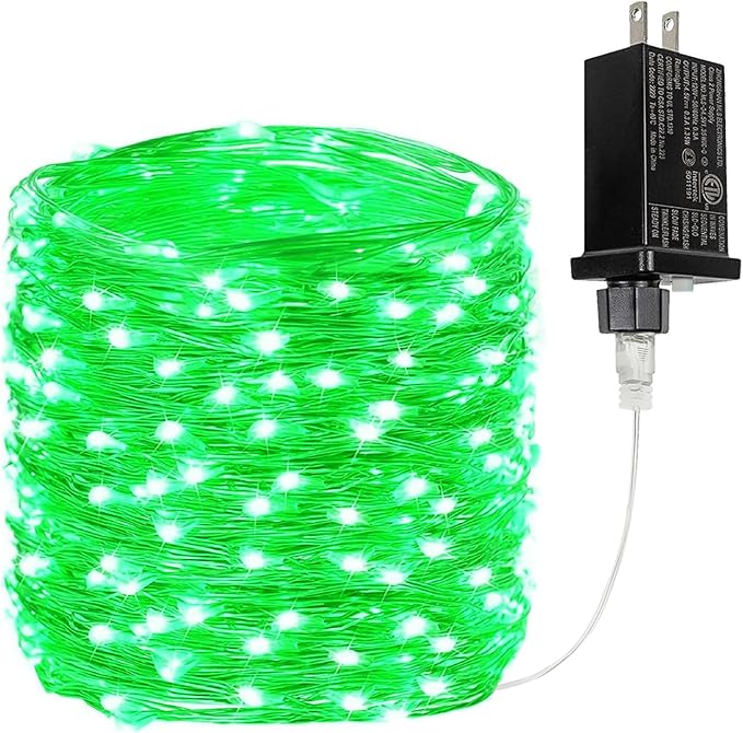 66Ft 200LED Fairy Lights Plug in, Waterproof String Lights Outdoor & Indoor 8 Modes with Timer, Christmas Light Bedroom Decor, Twinkle Light for Garden St. Patrick's Day Christmas Decorations (Green)