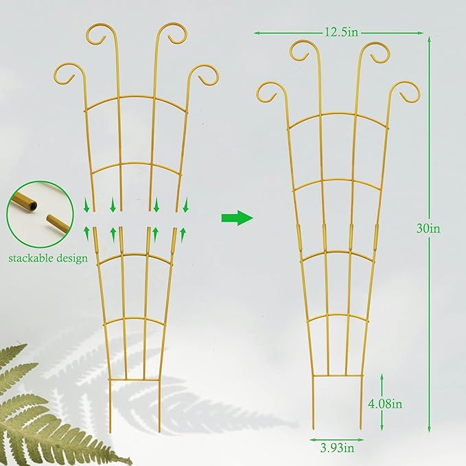30 Inch Plant Trellis Indoor for Potted Plants 3 Pack Indoor Plant Trellis for Climbing Plants Stackable Houseplant Trellis Metal Garden Pot Trellis for Vine Ivy Support(30inch Gold)