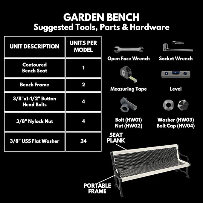 Coated Outdoor Furniture Heavy-Duty Outdoor Bench Thermoplastic Coated, Expanded Metal, Commercial-Grade Garden Bench, Made in America (Portable with Back, 4 Ft, Textured Sand)