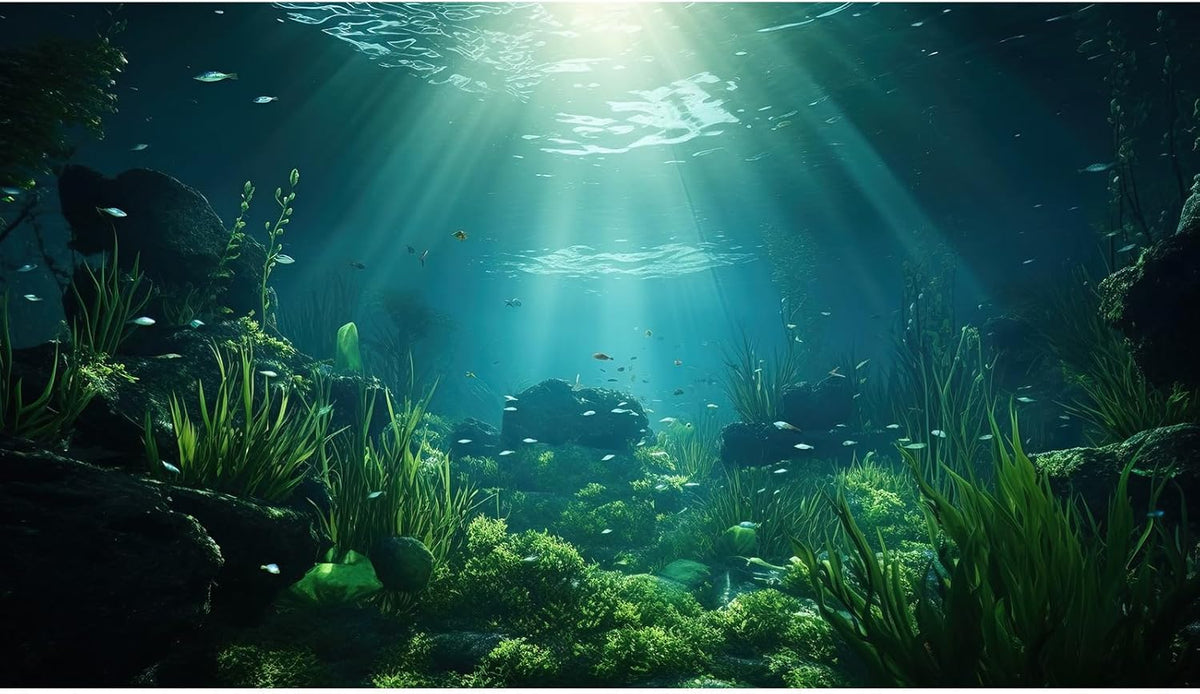 Underwater Fish Tank Background Under The Sea Aquarium Background Ocean Floor Aquatic Plants Fish Tank Backgrounds Deep Sea Sunray Tropical Aquarium Fish Reptile Tank Backgrounds 48x18in