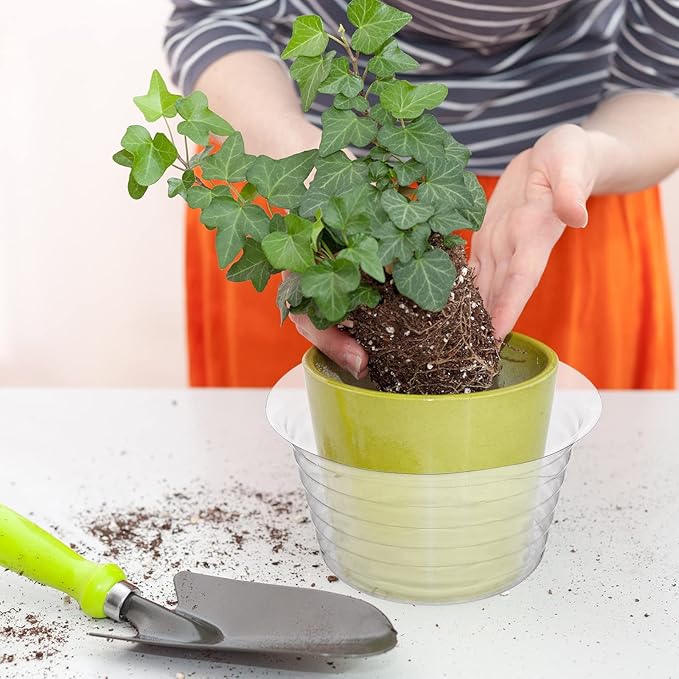 Hoolerry Plastic Plant Saucer Clear Deep Drip Tray Thickened Clear Plant Saucers Trays for Pots Deep Drip Trays for Home Garden Indoor and Outdoor Potted(15 Pcs, 6, 8, 10 Inch)