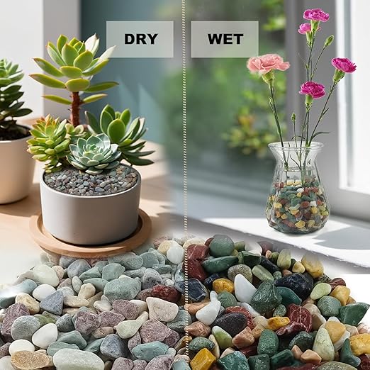 45LB Succulents Rocks for Plants Cactus Gravel Pebbles for Fish Tank 1/2 Inch Natural River Rocks for Vase, Aquarium, Landscaping,Bonsai,Terrarium Pebbles, Mixed Color