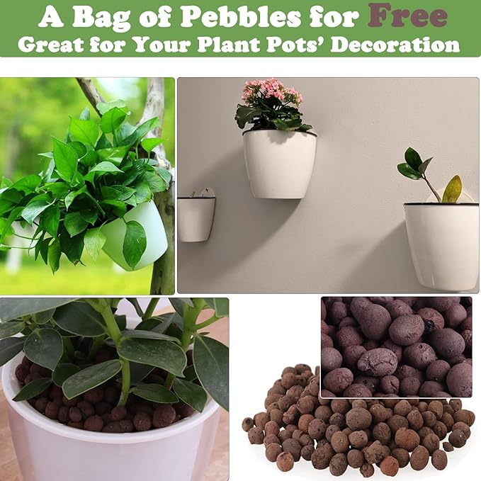 5 Packs 7.3”Wall Hanging Self Watering Planters Large Wall Mounted Plastic Plant Pots Wick Flower Pots for Indoor and Outdoor Wall Mounted Planters African Violet Pot Orchid Pots