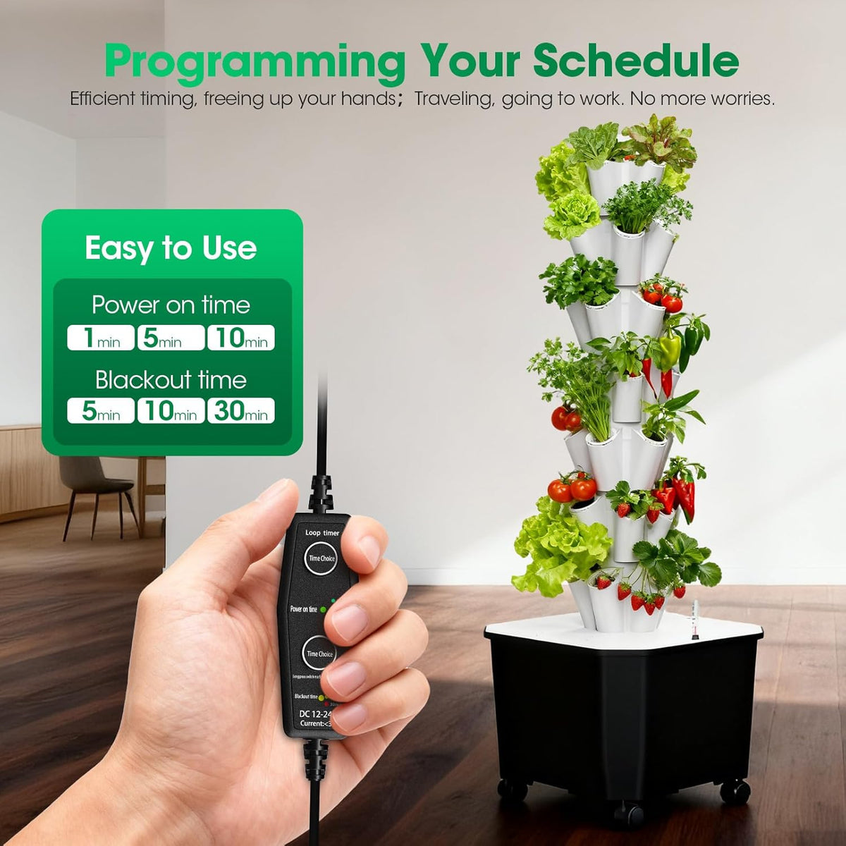 Vertical Hydroponic Tower,7Layer 35 Pods Tower Garden Growing System with 12V Water Pump& 24h Smart Timer,BPA-Free Modular Indoor/Outdoor for Hydroponic Gardening Lovers Planting Vegetables