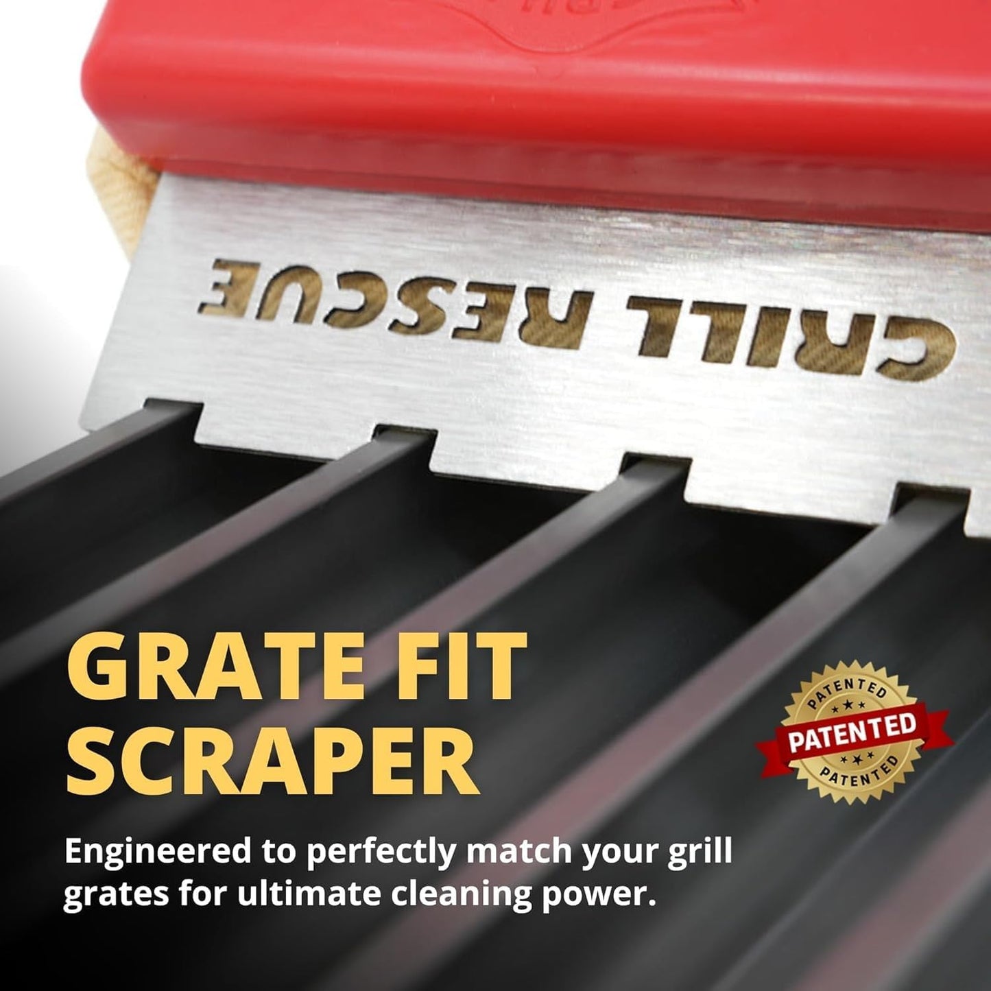 Grill Rescue BBQ Replaceable Cleaning Head, Bristle Free - Durable and Unique Grate Scraper Tools for Cast Iron or Stainless-Steel Grates, Barbecue Cleaner