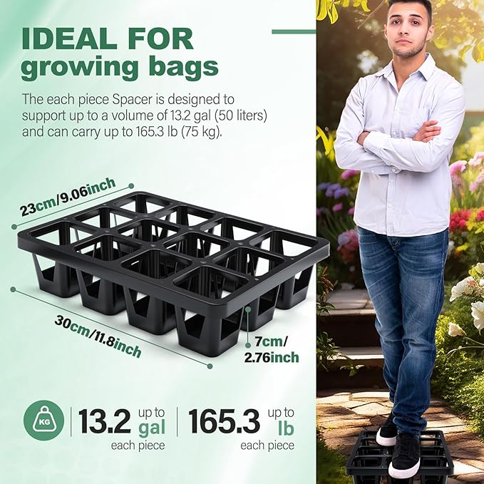 7 Pcs Pot Holder Plant Stands 30 Gallons Large Capacity Outdoor Stands for Pots and Grow Bags Polypropylene Flowerpot for Improved Drainage and Aeration