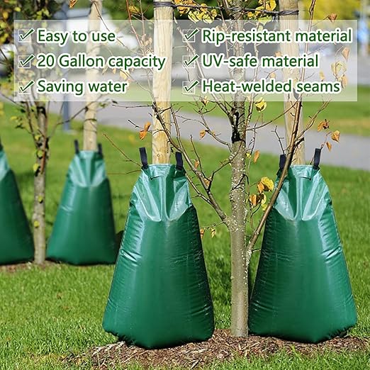 12 Pack 20 Gallon Tree Watering Bags, Reusable, Heavy Duty and Slow Release Gator Bags for Trees, Premium PVC Plant Drip Irrigation Bags,5-8 Hours Releasing Time