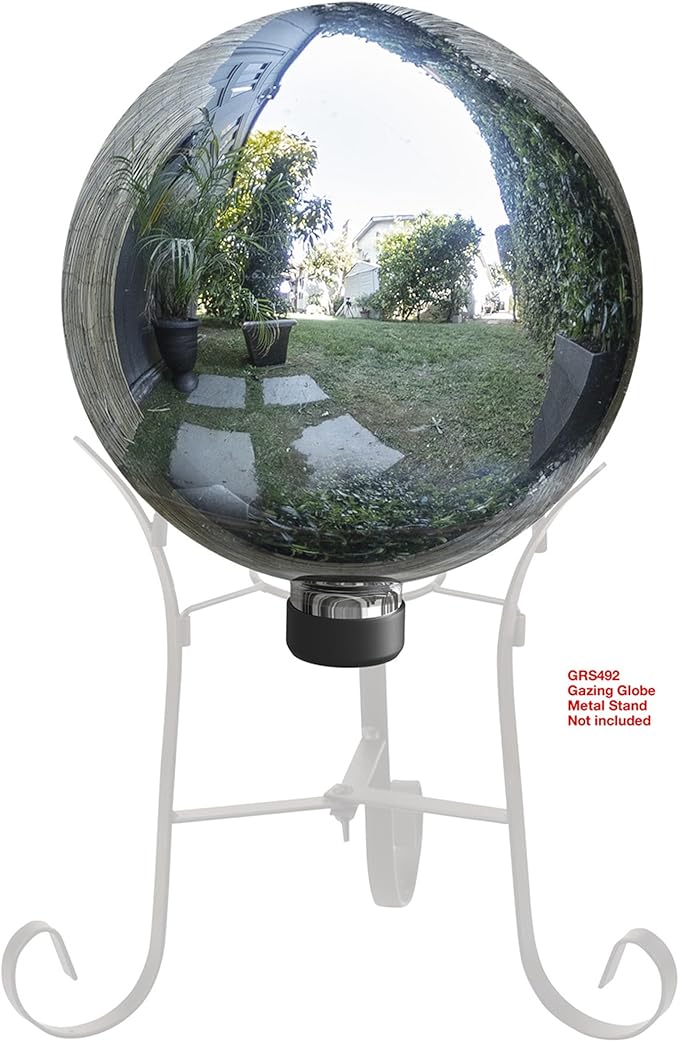 Alpine Corporation 10" Diameter Indoor/Outdoor Glass Gazing Globe Yard Decoration, Silver