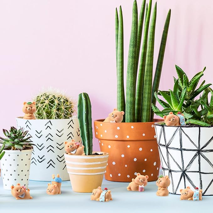 15 Pieces Cute Bear Miniature Figurines Bear Baby Shower Decoration Resin Cake Cupcake Toppers Garden Miniature Moss Landscape DIY Crafts for Home Party Garden Plant Pots Decor