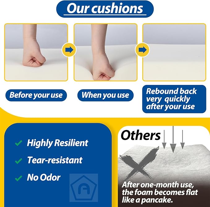 AAAAAcessories Outdoor Seat Cushions for Chairs, Waterproof, Fade-Resistant Patio Furniture Replacement Cushions, 17" x 16" x 2", Set of 2, Dark Gray