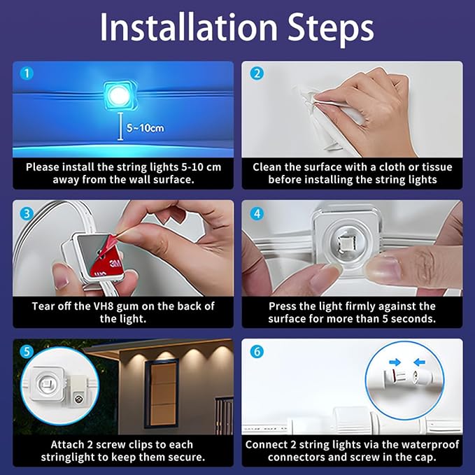 50ft Permanent Outdoor Lights for House, IP67 Waterproof RGB+IC LED Eaves Lights, 54 Scene Modes Outdoor Lighting for Christmas Garden Party Holiday Decorations, with App/Remote Control