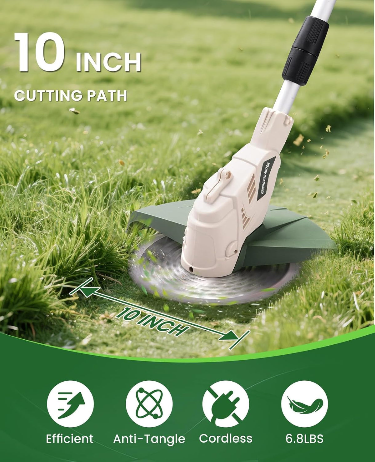 Electric Weed Wacker Cordless, Brushless Grass Trimmer with 21V 4.0Ah Batteries and Charger, 4 Types of Blades String Trimmer, Weed Eater Battery Powered with Shoulder Strap, Lawn Edger Tool