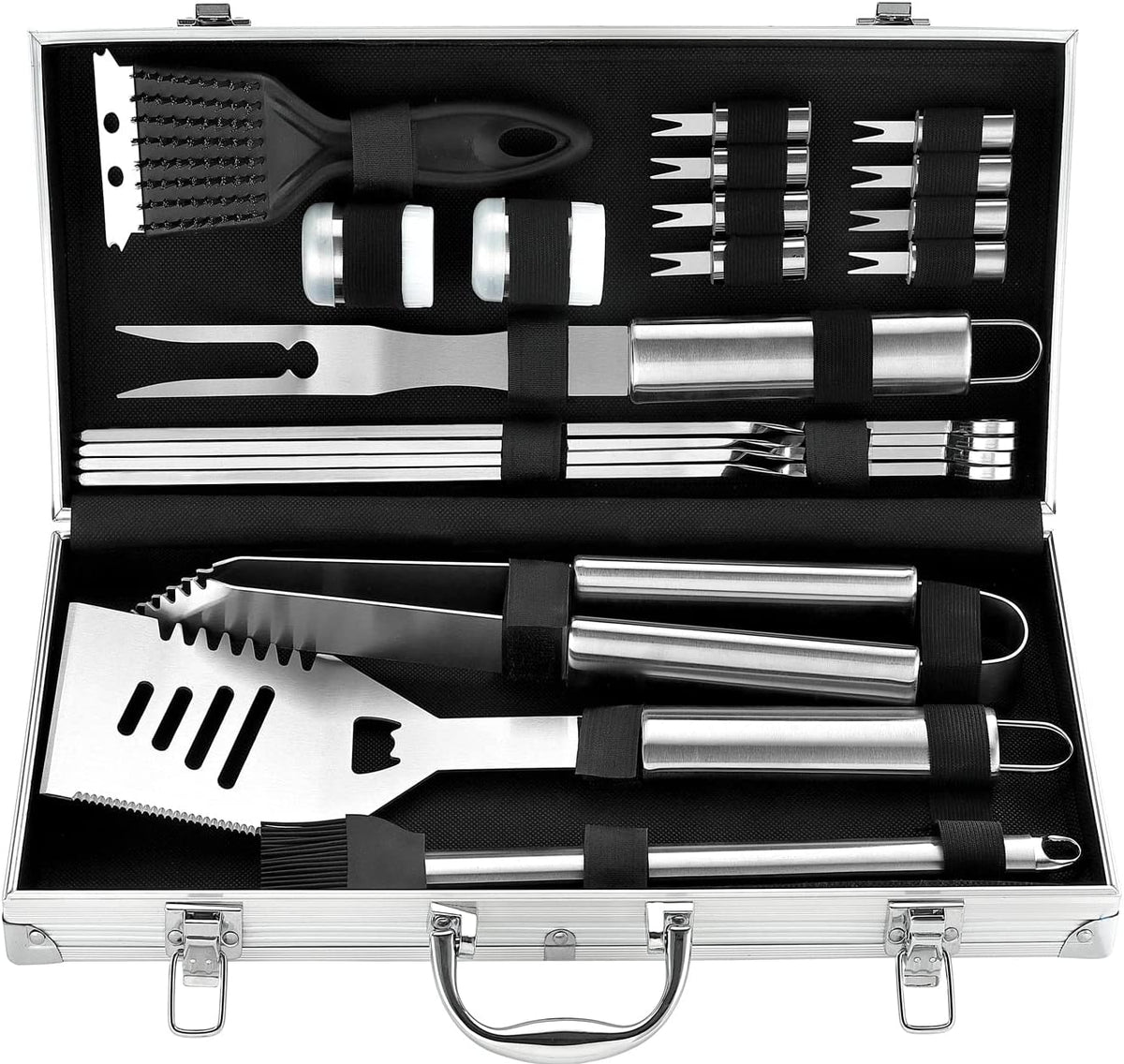 ROMANTICIST 20pcs Heavy Duty BBQ Grill Tool Set in Case - The Very Best Grill Gift for Father's Day and Christmas - Professional BBQ Accessories Set for Outdoor Cooking Camping Grilling Smoking